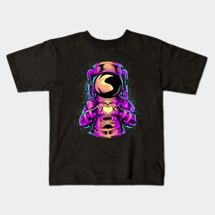 astronaut Love sign spaceman retro color Kids T-Shirt